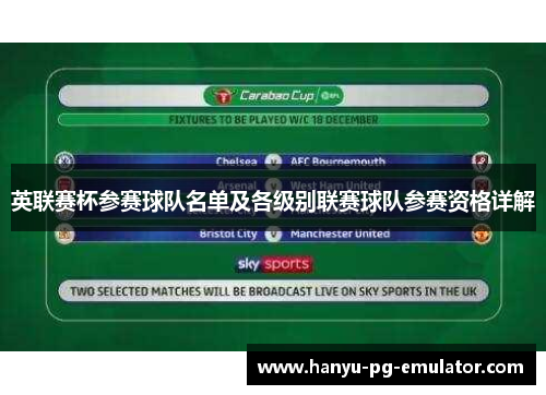 英联赛杯参赛球队名单及各级别联赛球队参赛资格详解